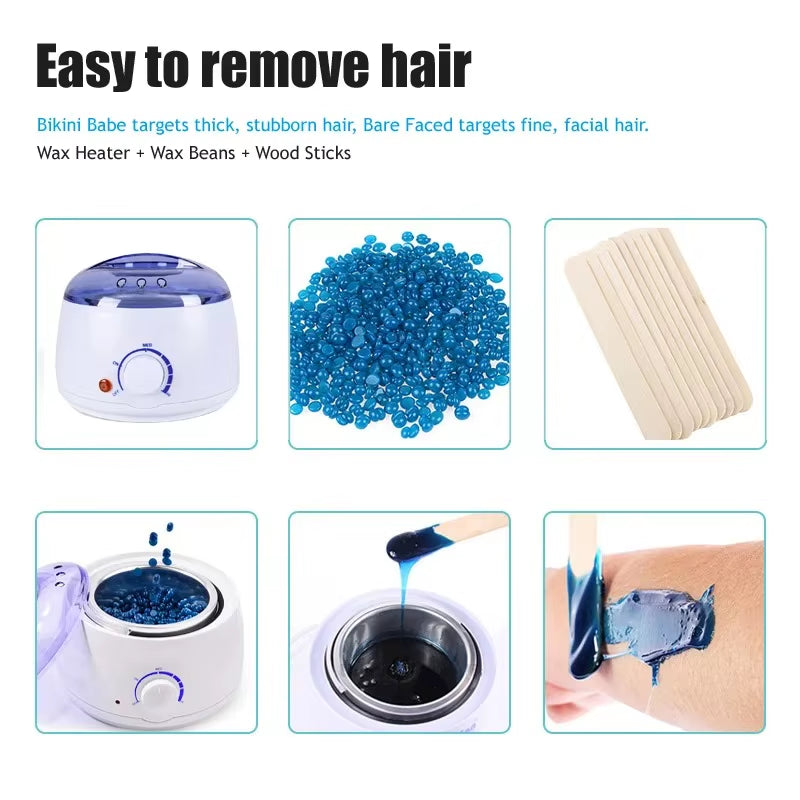 Wax Heater Kit for Hair Removal Wax Melting Machine with Waxing Beans Depilation Paraffin Warmer Waxing Dipping Pot