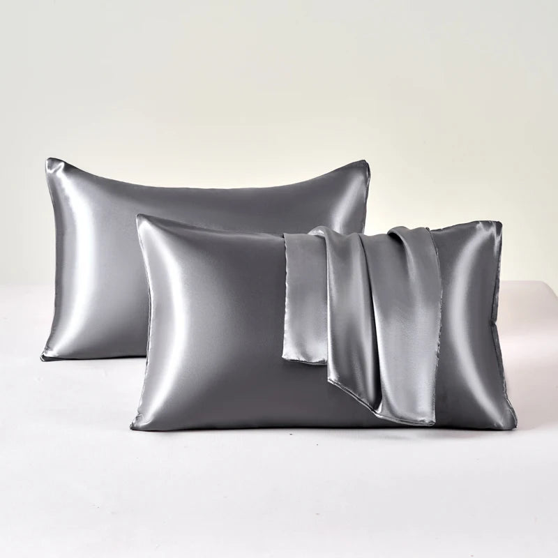 2Pcs Satin Pillowcase for Skin and Hair, Satin Pillow Cases Set of 2 Soft Breathable Smooth Cooling Pillow Covers for Sleeping