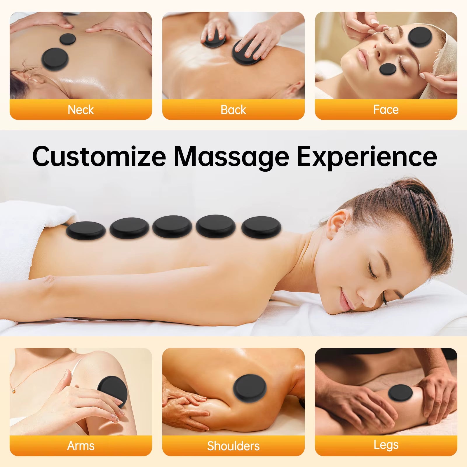 20 Piece Hot Stone Massage Set Massage Set with Heating Box Basalt Stones Massage Stone Set Heating Device for Hot Compress Spa