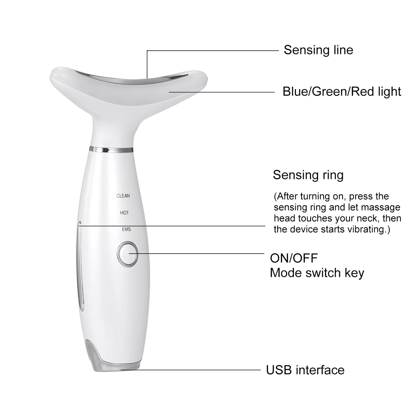 Neck Facial Lifting Massager Led Photon Therapy Heating Neck Wrinkle Removal Machine Reduce Double Chin Skin Lifting