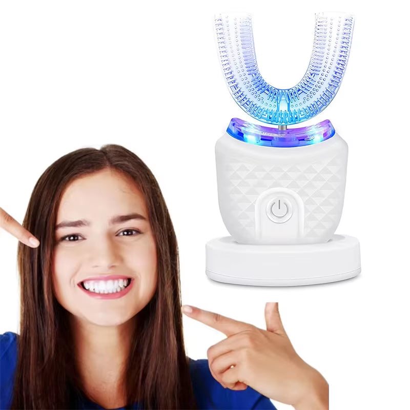 Electric Toothbrush Adult Automatic Rechargeable Hands Free 360 Cleaning U Shape Toothbrush