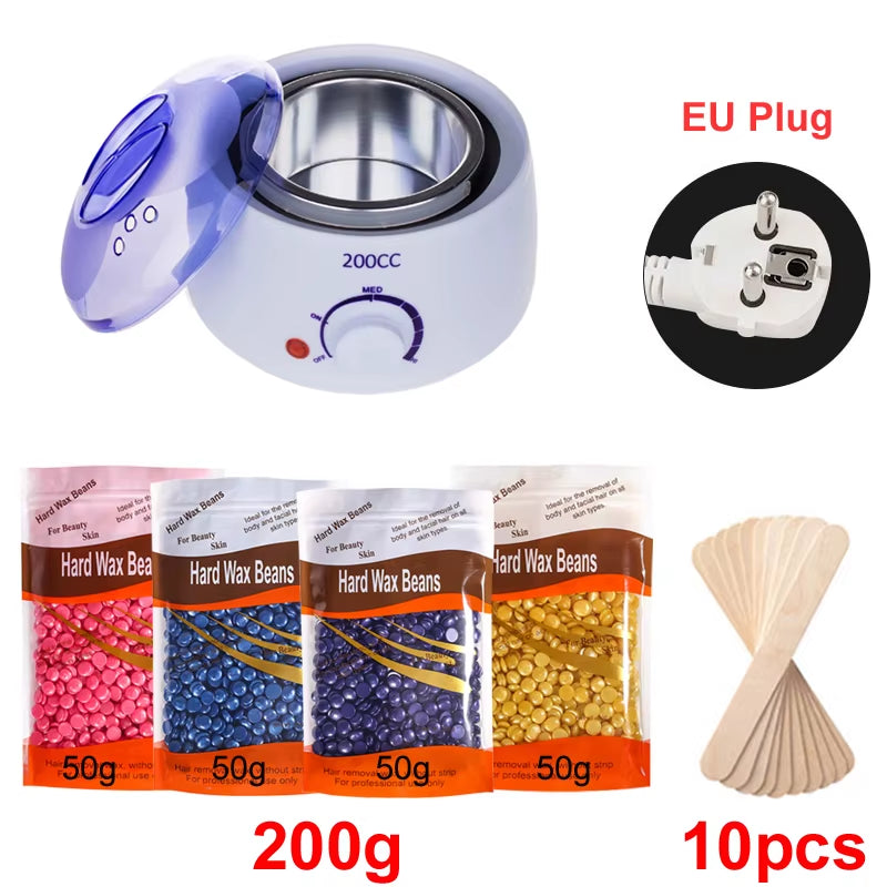 Wax Heater Kit for Hair Removal Wax Melting Machine with Waxing Beans Depilation Paraffin Warmer Waxing Dipping Pot