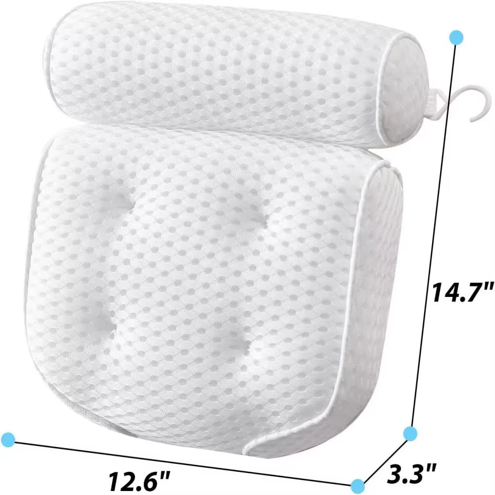 Bath Tub Pillow Headrest with Soft 4D Mesh Fabric and Non-Slip Suction Cups, Relaxing Bath Accessories Spa Gifts