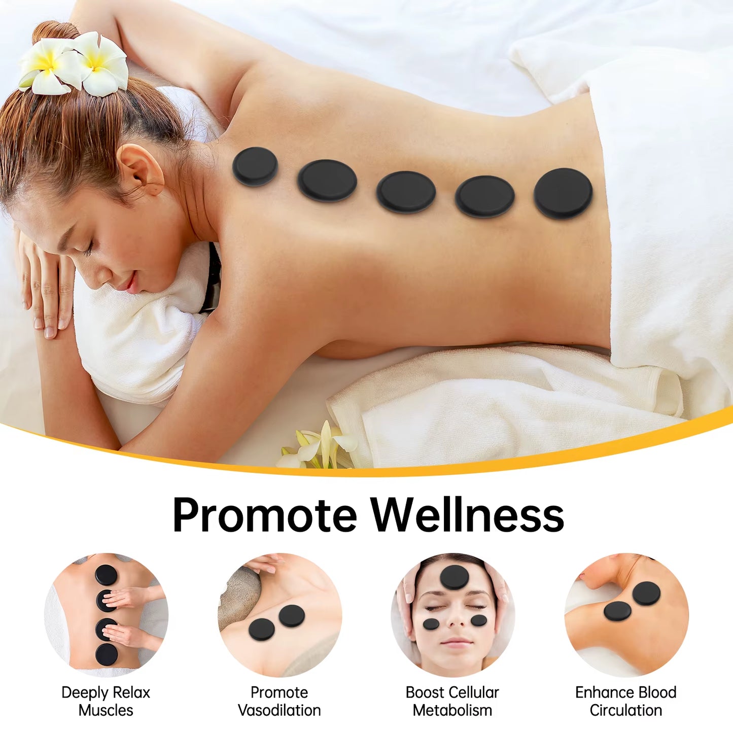 20 Piece Hot Stone Massage Set Massage Set with Heating Box Basalt Stones Massage Stone Set Heating Device for Hot Compress Spa