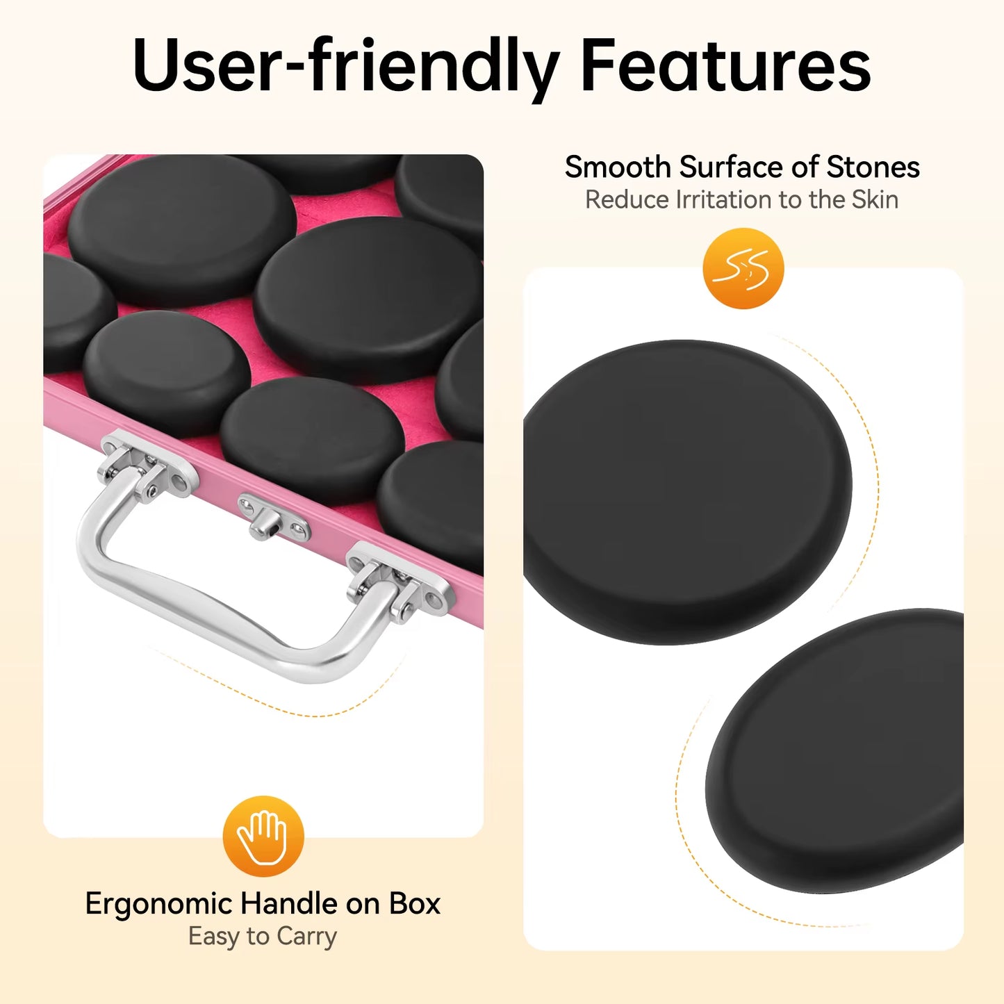 20 Piece Hot Stone Massage Set Massage Set with Heating Box Basalt Stones Massage Stone Set Heating Device for Hot Compress Spa