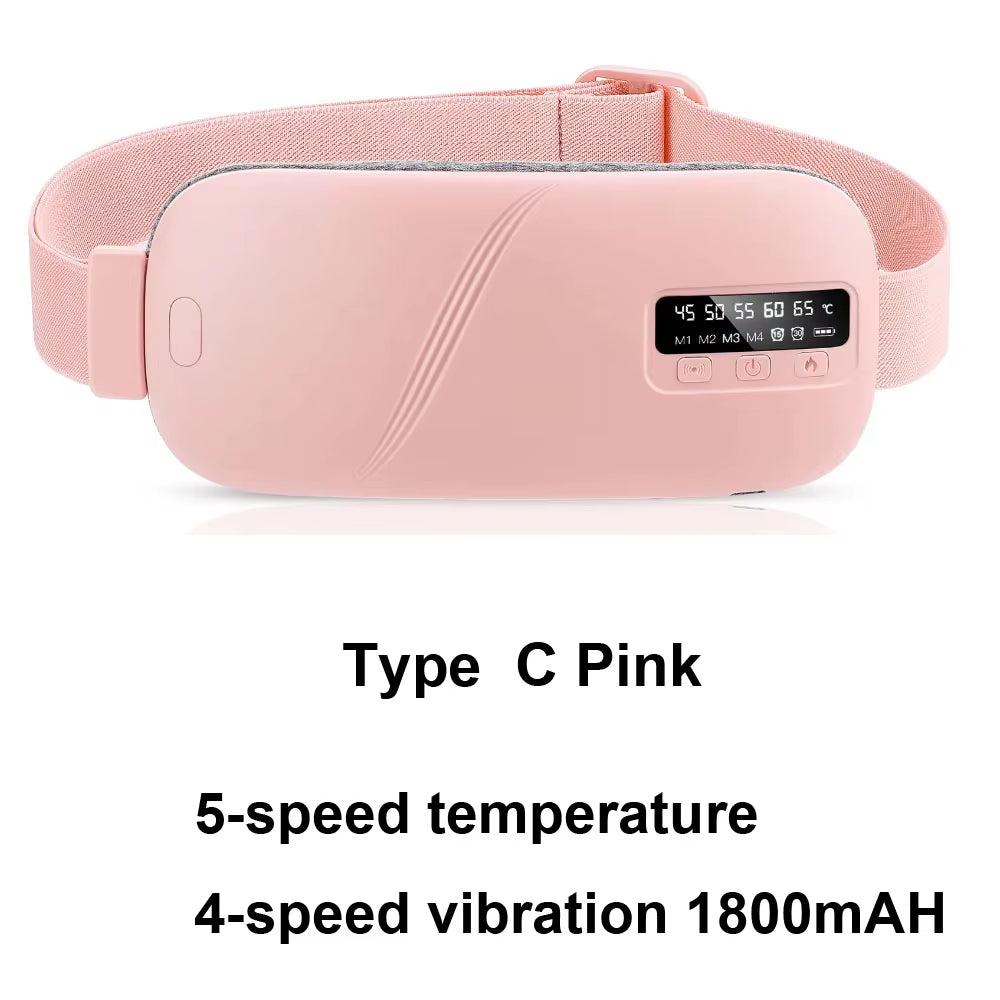 Electric Period Cramp Massager Vibrating Heating Period Pads Belt for Menstrual Colic Waist Stomach Abdominal Warm Palace Belt