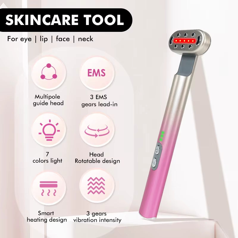 EMS Microcurrent Face Lifting Device Eye Neck Massager LED Beauty Facial Wand Skin Tightening anti Wrinkle Skin Care Beauty Tool